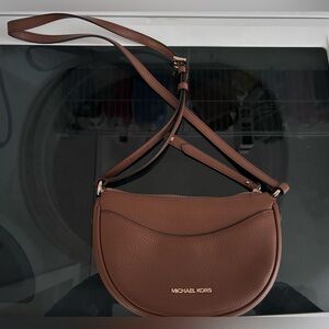 Michael Kors Brown Leather Crescent Crossbody Bag